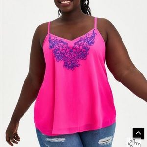 Torrid 3 pink Sophie chiffon embroidered swing cami